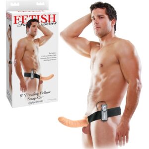Fetish Fantasy 8 Inch Vibrating Flesh Hollow Strap-On