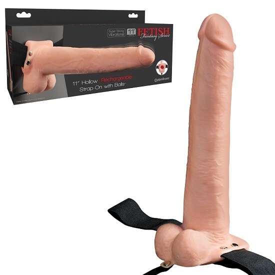 Fetish Fantasy 11 inch Hollow Rechargeable Strap-On with Balls