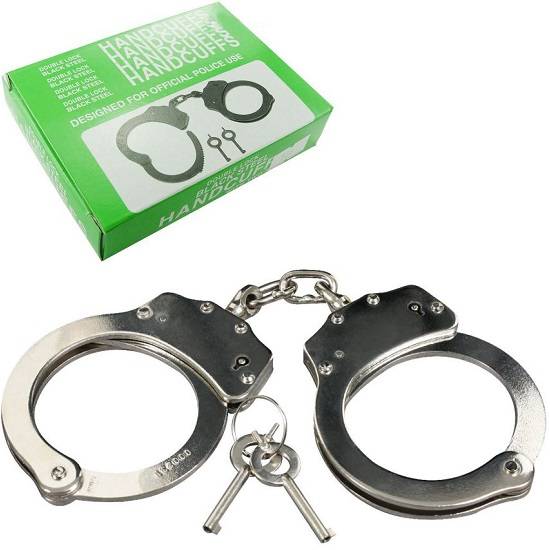 Double Locking Heavy Duty Steel Handcuffs