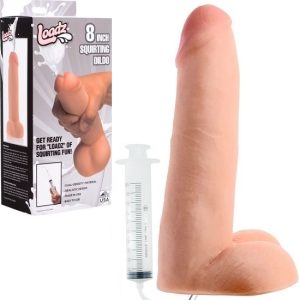 Loadz 8 Inch Dual Density Squirting Dildo With Syringe