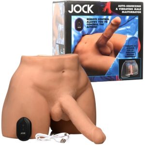 Jock Vibrating & Squeezing Male Masturbator With Poseable Dildo